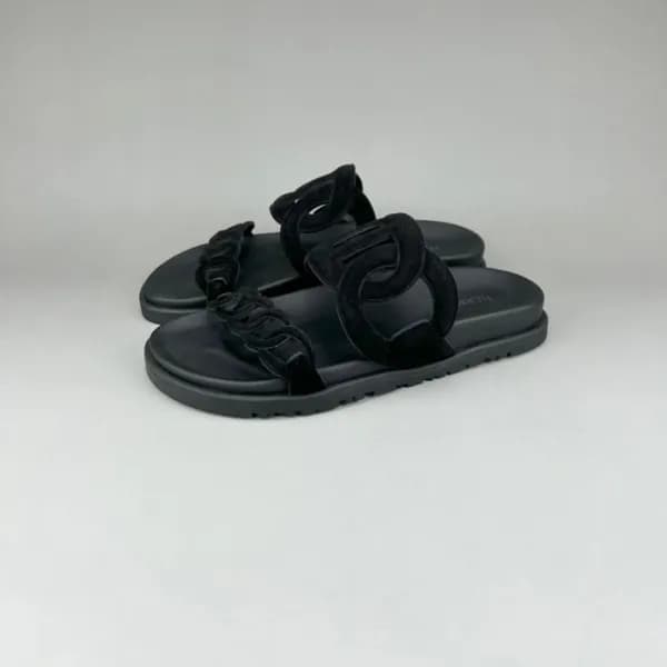 에르메스 남/녀 트렌디 블랙 슬리퍼 - Unisex Black Slippers - her0… - 1
