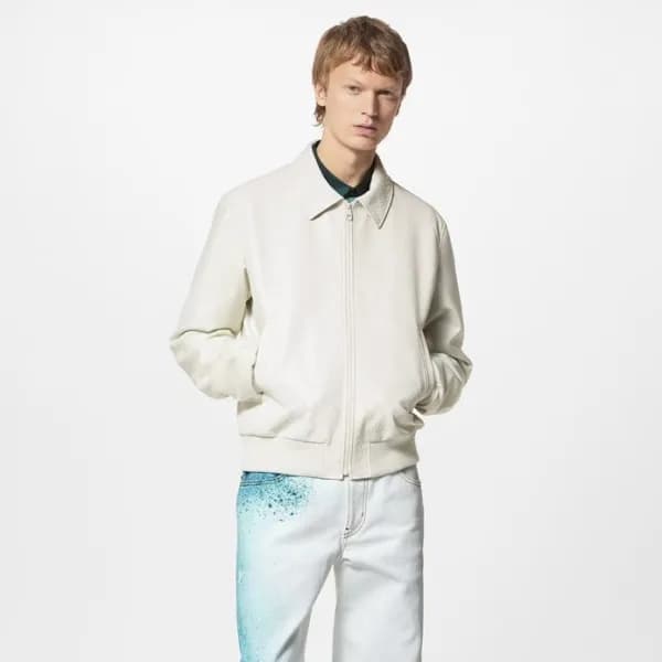 루이비통 남성 화이트 가죽 자켓 - Louis vuitton Mens White Jacke… - 1