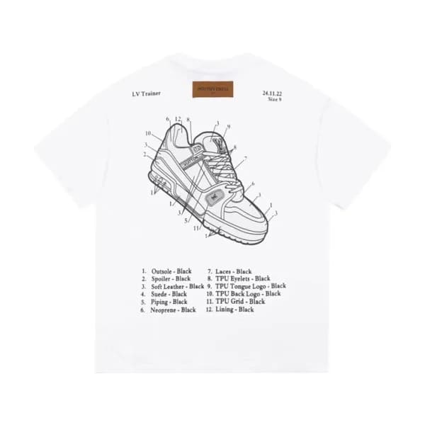 루이비통 남성 화이트 크루넥 반팔티 - Louis vuitton Mens White Tsh… - 1