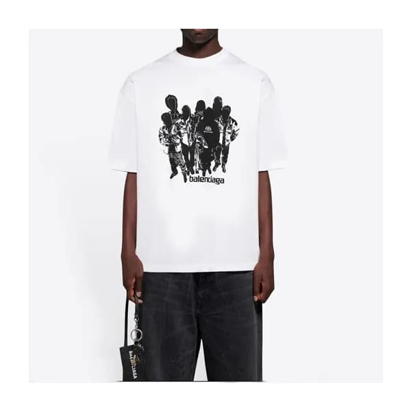 발렌시아가 남/녀 크루넥 화이트 반팔티 - Balenciaga Unisex White Sh… - 1