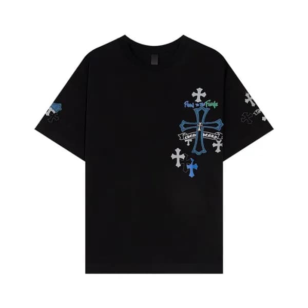크롬하츠 남성 블랙 크루넥 반팔티 - Chrom Hearts Mens Black Short… - 1
