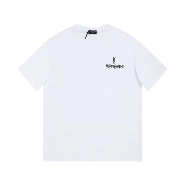 입생로랑 남성 화이트 크루넥 반팔티 - Saint laurent White Short sl… - 1