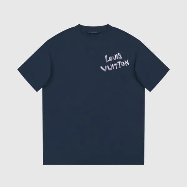 루이비통 남성 네이비 크루넥 반팔티 - Louis vuitton Mens Navy Shor… - 1