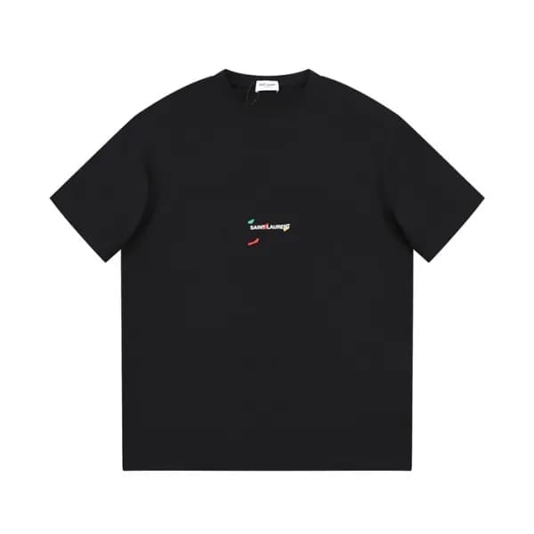 입생로랑 남성 블랙 크루넥 반팔티 - Saint laurent Black Short sle… - 1