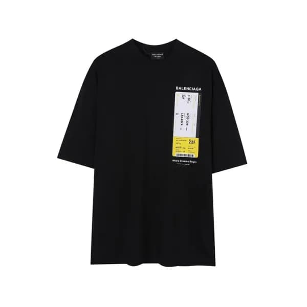 발렌시아가 남성 블랙 크루넥 반팔티 - Balenciaga Mens Black Short … - 1