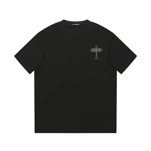 크롬하츠 남성 블랙 크루넥 반팔티 - Chrom Hearts Mens Black Short… - 1