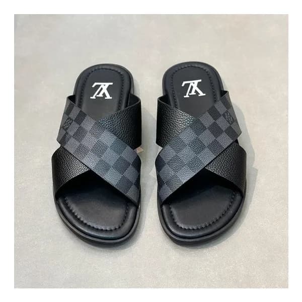 루이비통 남성 블랙 슬리퍼 - Louis vuitton Mens Black Slippers… - 1