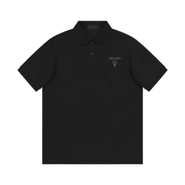 프라다 남성 블랙 폴로 반팔티 - Prada Mens Black Short sleeved … - 1
