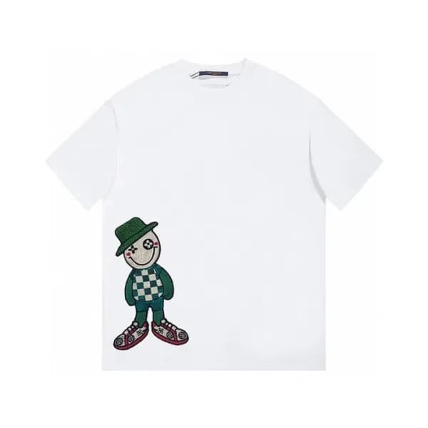 루이비통 남성 화이트 크루넥 반팔티 - Louis vuitton Mens White Sho… - 1