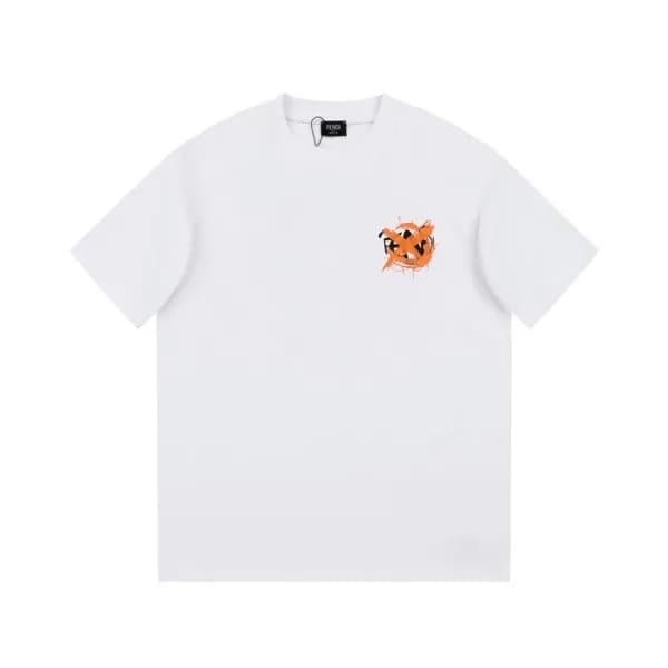 펜디 남성 화이트 크루넥 반팔티 - Fendi Mens White Short sleeved… - 1