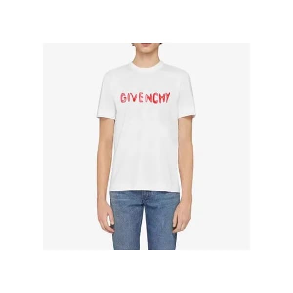 지방시 남성 크루넥 화이트 반팔티 - Givenchy Mens White Short Sle… - 1
