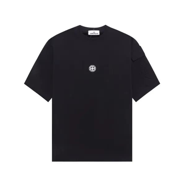 스톤아일랜드 남성 블랙 크루넥 반팔티 - Stone Island Mens Black Tsh… - 1