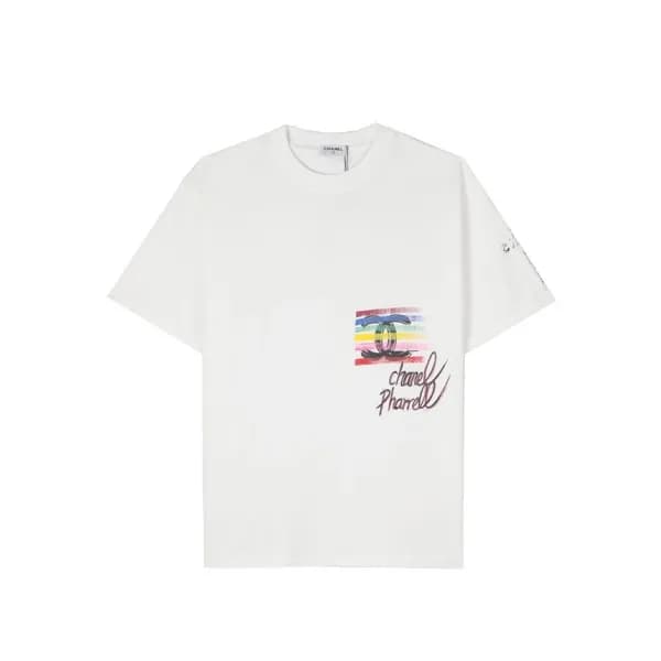 샤넬 남/녀 크루넥 화이트 반팔티 - Chanel Unisex White Tshirts -… - 1