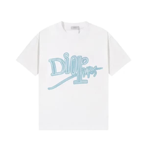 디올 남성 화이트 크루넥 반팔티 - Dior Mens White Short sleeved … - 1
