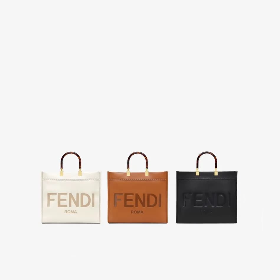 펜디 남/녀 선샤인 미디엄 블랙 가죽 쇼퍼8BH386【매장-400만원대】 - Fendi U… - 1