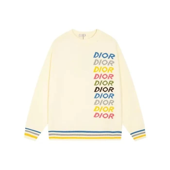 디올 남성 아이보리 크루넥 니트 - Dior Mens Ivory Knitwear - di8… - 1