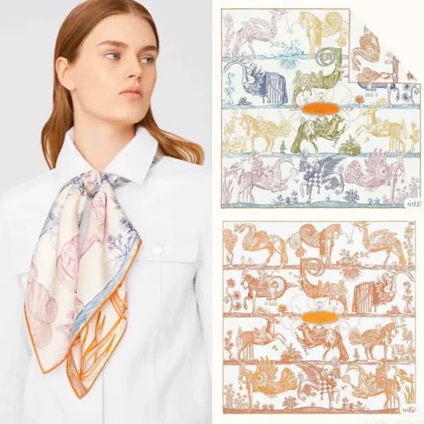에르메스 여성 오렌지 스카프 - Hermes Womens Orange Scarf - acc… - 1