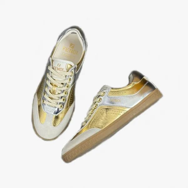 펜디 남/녀 골드 스니커즈 - Fendi Unisex Gold Sneakers - fes7… - 1