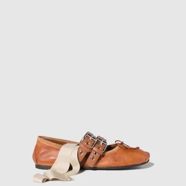 미우미우 여성 레더 발레리나 - Miu Miu Womens Leather Ballerina… - 1