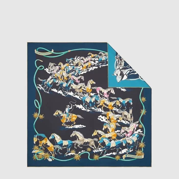 에르메스 여성 레 머스탱 II 더블 페이스 스카프 - Hermes Womens Les Mu… - 1