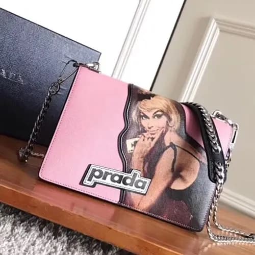 Prada Saffiano Chain Shoulder Bag,22CM - 프라다 사피아노 … - 1