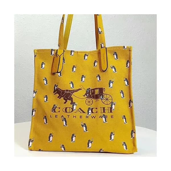 Coach Canvas Tote Shoulder Shopper Bag,34cm - 코치 캔… - 1