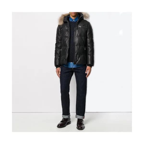 Loewe 2019 Mens Logo Casual Duck Down Leather Jack… - 1