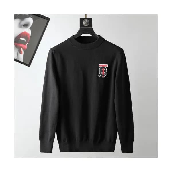 Burberry 2019 Mens Retro Logo Crew-neck Wool Sweat… - 1