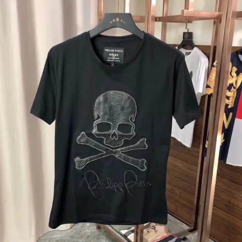 Philipp-plein 2019 Mens Gliter Skull Cotton Short … - 1