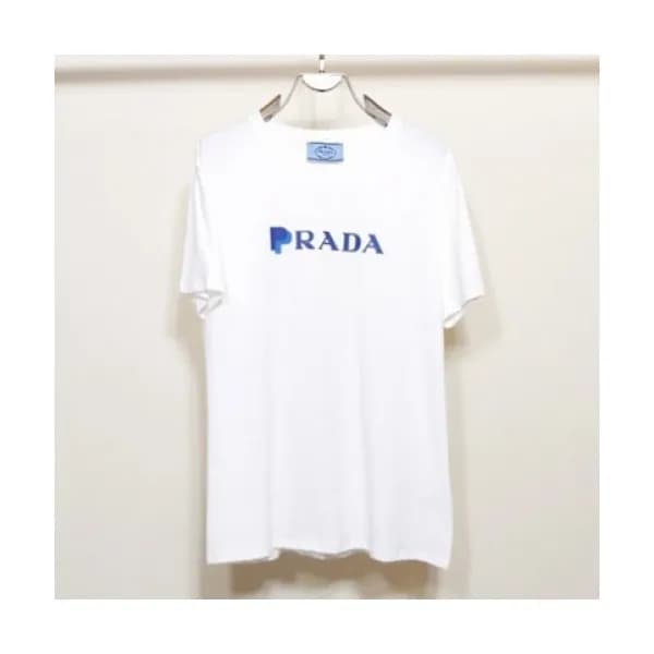 Prada Mens Basic Logo Short Sleeved Tshirts White… - 1