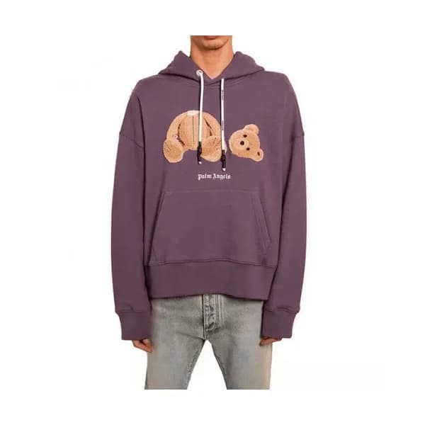 Palm Angels Mm/Wm Logo Cotton Hoodie Purple - 팜 엔… - 1