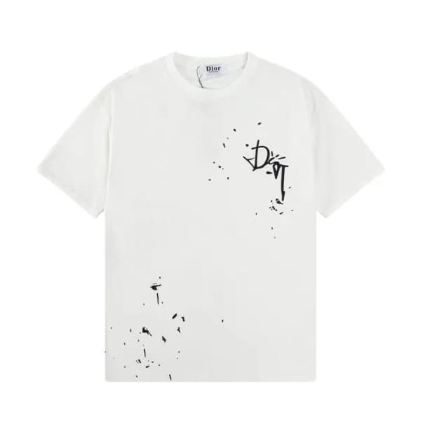 디올 남자 크루넥 화이트 반팔티 - Unisex White Short-sleeved Tsh… - 1