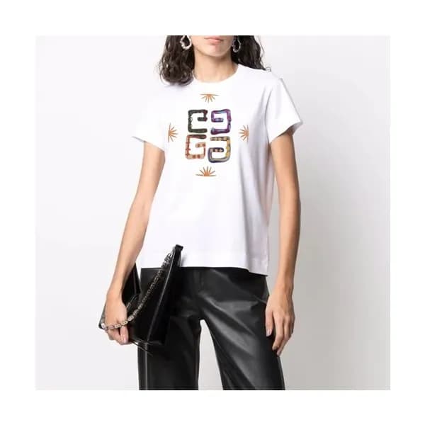 지방시 여성 크루넥 화이트 반팔티 - Womens White Tshirts - giv061… - 1