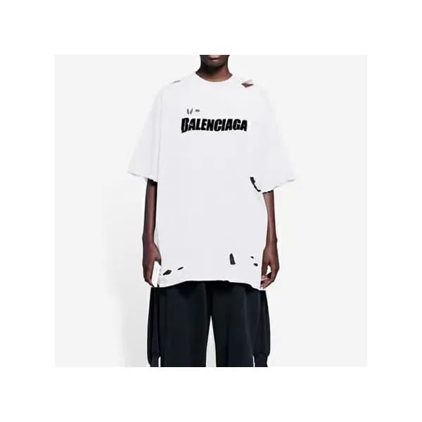 발렌시아가 남성 크루넥 화이트 반팔티 - Mens White Tshirts - bal013… - 1
