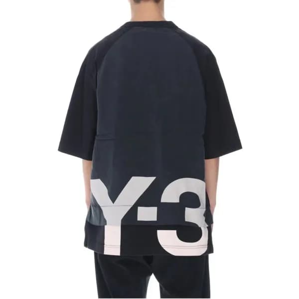 요지야마모토 남성 블랙 크루넥 반팔티 - Mens Black Tshirts - y3/014… - 1