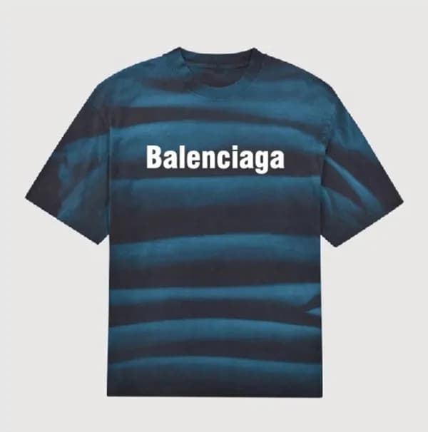 발렌시아가 남성 크루넥 블루 반팔티 - Mens Blue Tshirts - bal01542… - 1
