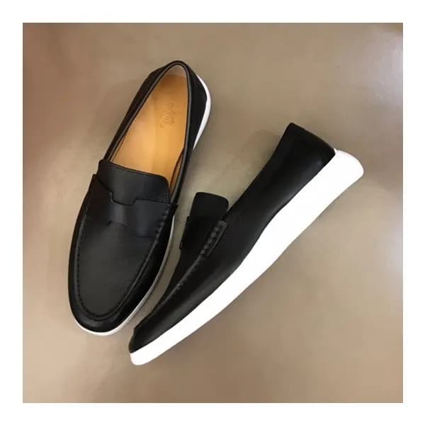 에르메스 남성 클래식 블랙 슬립온 - Mens Black Slip-ons - her0779… - 1