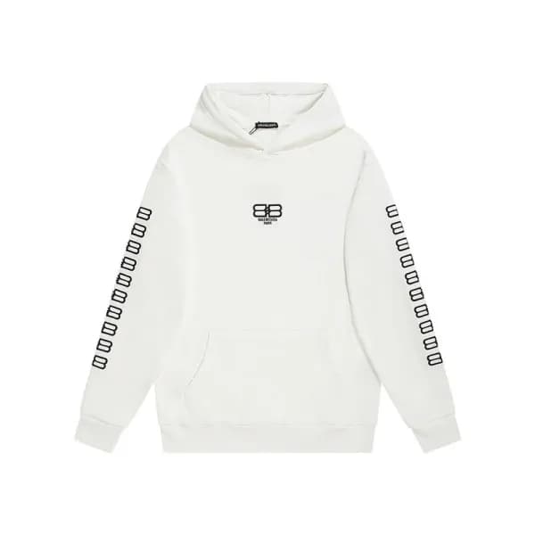 발렌시아가 남/여 캐쥬얼 화이트 후드티 - Unisex White Hoodie - bal0… - 1