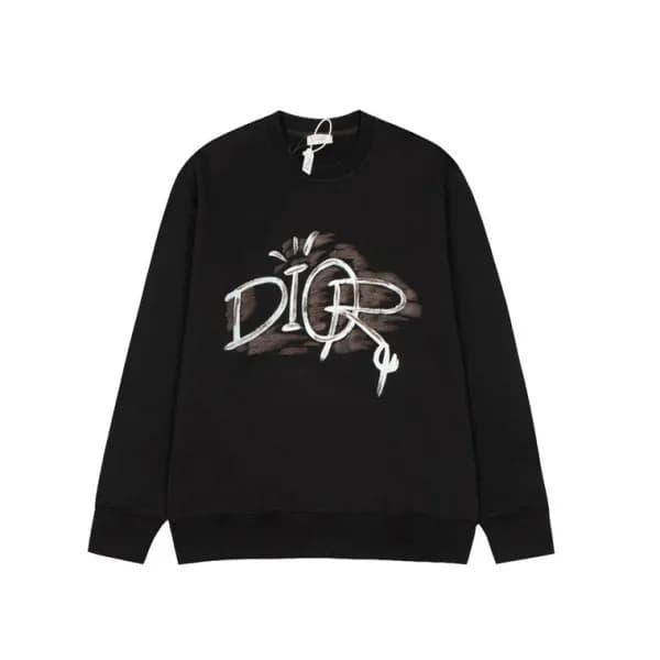 디올 남성 클래식 블랙 맨투맨 - Dior Mens Black Tshirts - di32x - 1