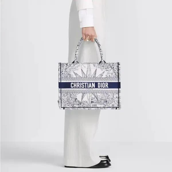 디올 남/녀 네이비 북토트 - Dior Unisex Navy Book Tote - di14… - 1