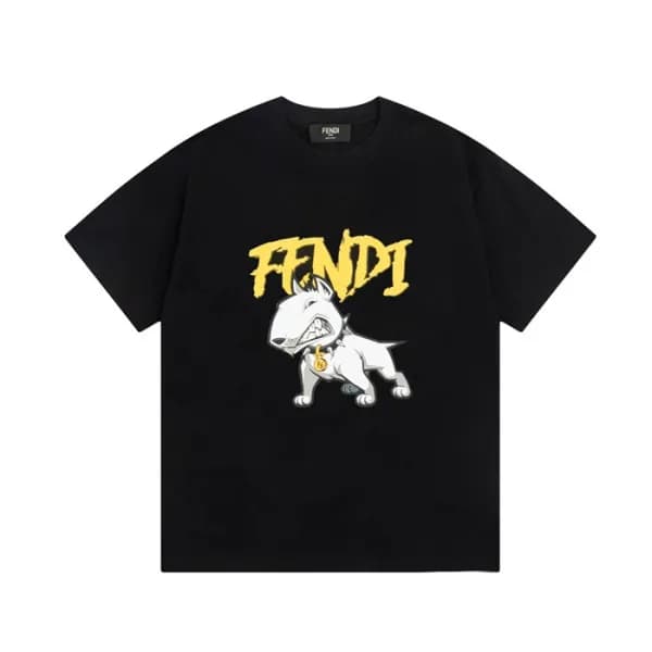 펜디 남성 블랙 크루넥 반팔티 - Fendi Mens Black Short sleeved … - 1