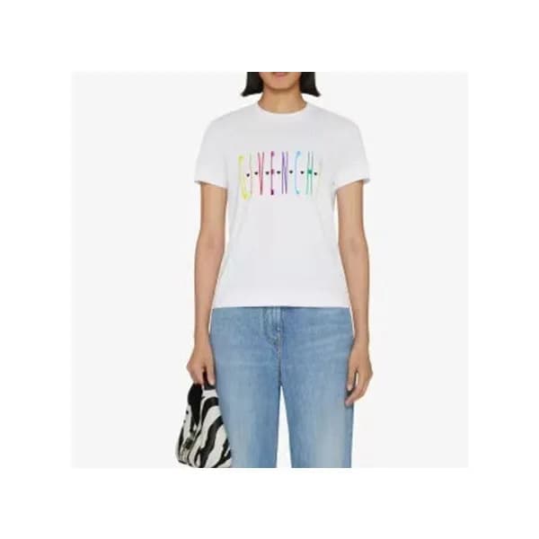 지방시 남/녀 크루넥 화이트 반팔티 - Givenchy Unisex White Short … - 1