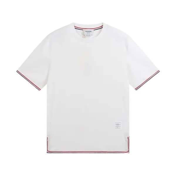 톰브라운 남성 크루넥 화이트 반팔티 - Thom Browne Mens White Tshir… - 1