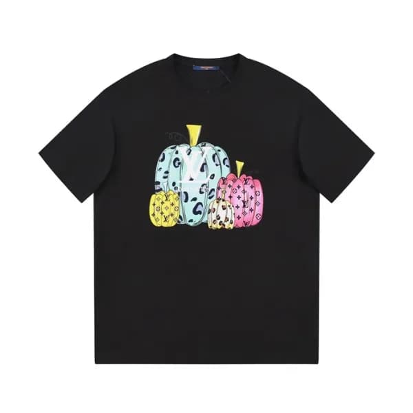 루이비통 남성 블랙 크루넥 반팔티 - Louis vuitton Mens Black Shor… - 1