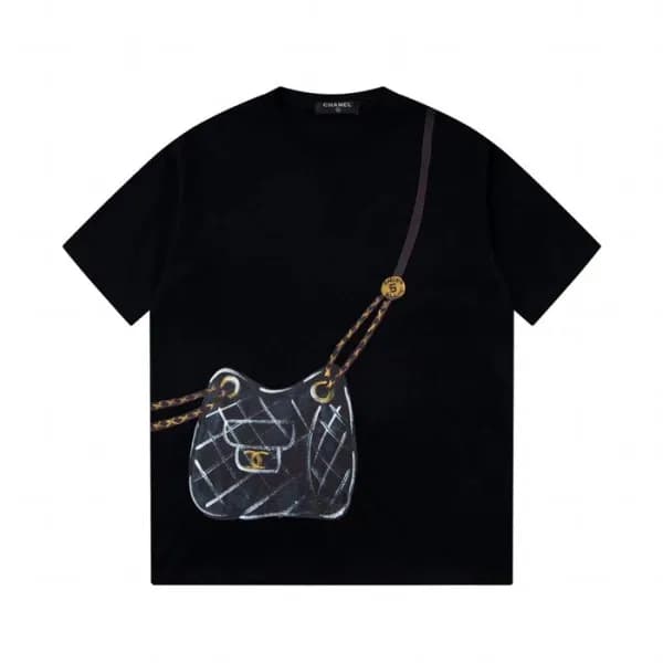 샤넬 남/녀 크루넥 블랙 반팔티 - Chanel Unisex Black Tshirts - … - 1