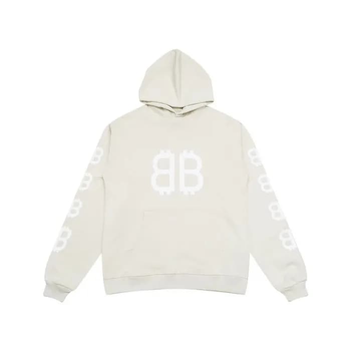 발렌시아가 남성 화이트 후드티 - Balenciaga Mens White Hoodie - … - 1
