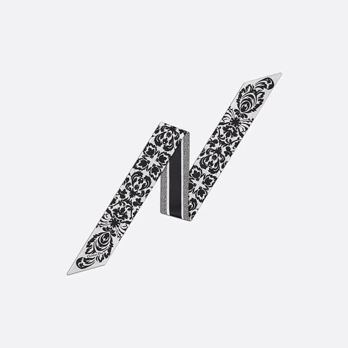 디올 여성 화이트 앤 블랙 실크 트윌 미차 스카프 【매장-50만원대】 - Dior Wome… - 1