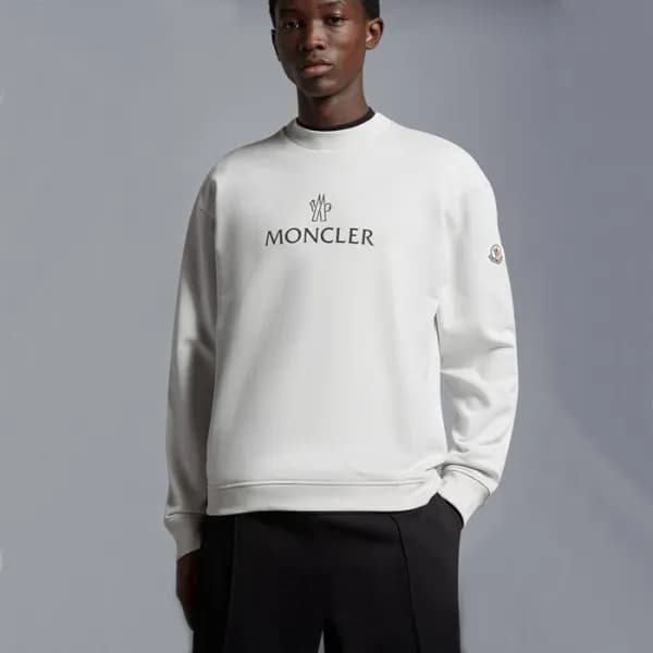 몽클레어 남성 화이트 크루넥 맨투맨 - Moncler Mens White Tshirts -… - 1
