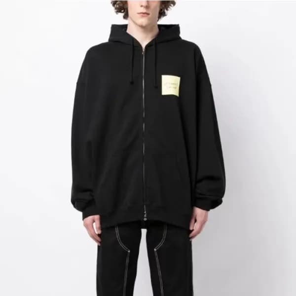 베트멍 남성 블랙 집업 후드티 - Vetements Mens Black Hoodie - v… - 1