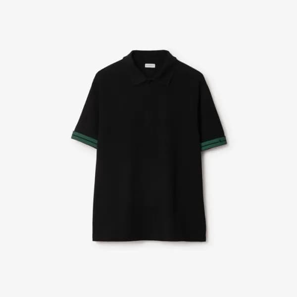 버버리 남성 블랙 반팔 폴로 티셔츠 - Burberry Mens Black Tshirts … - 1